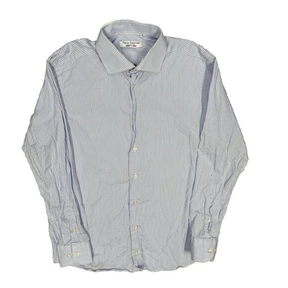 Piero Gabrielli Other - Piero Gabrielli Dress Shirt Italy Cotton Striped Long Sleeve Blue 41 16 Large